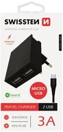 Ładowarki do telefonów - Swissten Karta sieciowa Smart IC CE 2x USB 3 A power czarny + kabel USB do transmisji danych 22042000 # Wpisz kod MDC5PL22 i uzyskaj dodatkowe 25 % rabatu na ten produkt promocja do 17.05.2020 - miniaturka - grafika 1