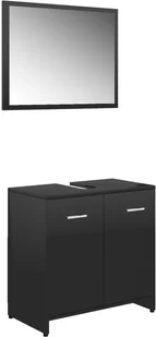 vidaXL vidaXL 3-cz. zestaw mebli łazienkowych, wysoki połysk, czarny, płyta 8720286166246 - Meble łazienkowe - miniaturka - grafika 7