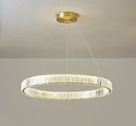 Lampy sufitowe - Vildevik Klasyczny Żyrandol ZŁOTY RING osadzony pięknymi kryształami K9 60CM 22710 22710 - miniaturka - grafika 1