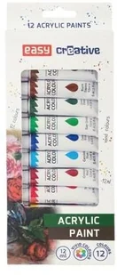 Easy Creative, zestaw farb akrylowych, 12 kolorów - Przybory szkolne - miniaturka - grafika 2