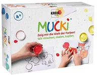 Przybory szkolne - Kreul Kreul 29100  Mucki farba do malowania palcami, do zabawy, mieszania, malowania, kropki, zestaw do nauki i gry, 5 x 50 ml, 2 małe puszki do mieszania farb oraz 10 szablonów do malowania 29100 - miniaturka - grafika 1