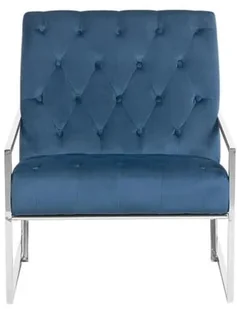 Beliani Fotel welurowy niebieski HARSTAD - Fotele - miniaturka - grafika 3
