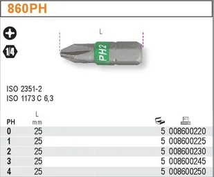 Beta KOŃCÓWKA WKRĘT.KRZYŻOWA Z KOL.OZN.PH2 860PH/2 - Klucze i nasadki - miniaturka - grafika 2