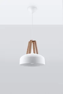 Sollux Lighting Lampa wisząca CASCO biała/naturalne drewno - Lampy sufitowe - miniaturka - grafika 3