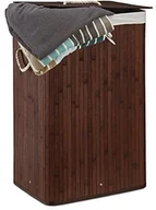 Kosze na bieliznę - Relaxdays 10019053_93 kosz na bieliznę, prostokątny, bambusowy, wymiary: 65,5 x 43,5 x 33,5 cm, pojemność: ok. 83 l, składany, kolor: brązowy 10019053-93 - miniaturka - grafika 1
