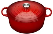 Brytfanny - Le Creuset Garnek do duszenia  Signature, okrągły, żeliwo, kolor wiśniowy, czerwony (Kirschrot), 34 cm 21177340602430 - miniaturka - grafika 1
