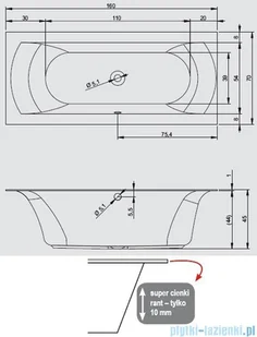 Riho  Linares wanna prostokątna 160x70cm nóżki - Wanny - miniaturka - grafika 2