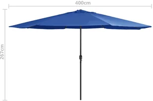 vidaXL Parasol ogrodowy na metalowym słupku, 400 cm, lazurowy vidaXL - Parasole ogrodowe - miniaturka - grafika 7