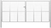 Ogrodzenia - vidaxl Brama ogrodowa, galwanizowana stal, 415x250 cm, srebrna - miniaturka - grafika 1