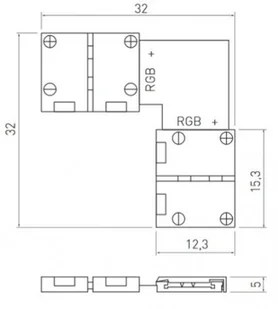 GTV Złączka kątowa do taśmy LED RGB narożna L 2 zaciski XC11 LD-ZTKTRGB-04N GTV 2822 LD-ZTKTRGB-04N - Taśmy LED - miniaturka - grafika 2