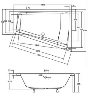 Besco 180x125 Intima Duo Slim Lewa + Syfon #WAID-180-SL - Wanny - miniaturka - grafika 5
