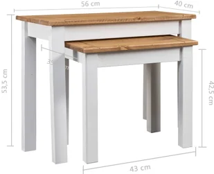 vidaXL 2 stoliki wsuwane pod siebie, białe, sosnowe, seria Panama - Ławy i stoliki kawowe - miniaturka - grafika 6