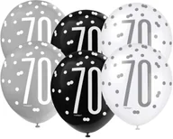 Balony i akcesoria - Unique Balony "70 Urodziny Glitz Grochy" pastel mix UNIQUE 12" 6 szt U83389 - miniaturka - grafika 1
