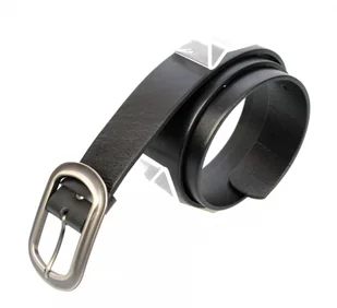 Pas-Max (PL) Pasek Skórzany Damski (PL) Skóra Naturalna EXTRA Gładki 40 mm CZARNY k91 - Paski - miniaturka - grafika 3