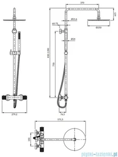Omnires Contour system prysznicowy natynkowy termostatyczny antracyt CT8044AT | - Baterie wannowe i prysznicowe - miniaturka - grafika 2