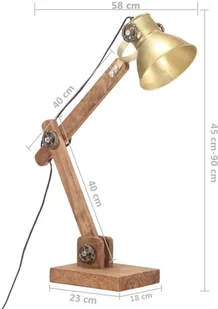 VidaXL Industrialna lampa stołowa, mosiężna, okrągła, 58x18x90 cm, E27 320552  VidaXL - Lampy pozostałe - miniaturka - grafika 11