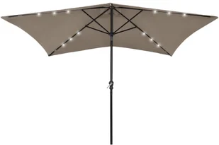 vidaXL Parasol z lampkami LED, na stalowym słupku, kolor taupe, 2x3 m 313789 - Parasole ogrodowe - miniaturka - grafika 2