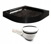 Pozostałe wyposażenie warsztatu - 483 SANDASA Brodzik 90x90 półokrągły 15cm czarny + syfon 48379601 48379601 - miniaturka - grafika 1