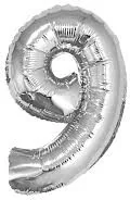 GoDan Balon foliowy cyfra 9, 34", srebrna FG-C85S9 - Balony i akcesoria - miniaturka - grafika 2