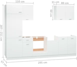 vidaXL Lumarko 7-cz. zestaw szafek kuchennych, biały, płyta wiórowa 3067631 - Szafki kuchenne - miniaturka - grafika 10