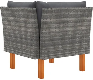 VidaXL Sofa narożna, polirattan i lite drewno eukaliptusowe 315754 - Sofy ogrodowe - miniaturka - grafika 3