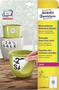 Avery Zweckform Etykiety ZF Heavy Duty białe usuwalne 99,1x42,3mm 20 ARK. L4776REV-20 - Etykiety do drukarek - miniaturka - grafika 6