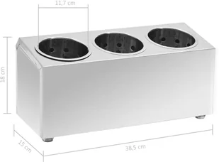 vidaXL Pojemnik na sztućce, 3 przegrody, prostokątny, stal nierdzewna vidaXL - Akcesoria do sztućców - miniaturka - grafika 8