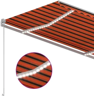 VidaXL Lumarko Ręcznie zwijana markiza z LED, 350x250 cm, pomarańczowo-brązowa! 3068885 VidaXL - Markizy - miniaturka - grafika 5