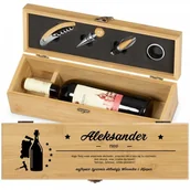 Gadżety dla niej i dla niego - Murrano Personalizowany Zestaw Akcesoriów i Skrzynka Do Wina Urodziny ZDW2-024 - miniaturka - grafika 1