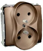 Gniazdka elektryczne - LEDart podwójne Kontakt-Simon Basic z uziemieniem satynowe - miniaturka - grafika 1