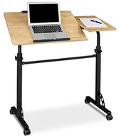Biurka - Relaxdays stolik do komputera przenośnego duża XXL z regulacją wysokości, mobilne Mówcy Pulpit, bremsbare rolki, notebook, data, laptopy, 2 półki 10020807_48 - miniaturka - grafika 1