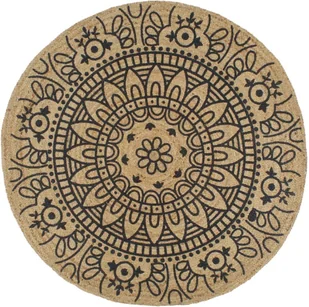 vidaXL Ręcznie wykonany dywanik, juta, ciemnoniebieski nadruk, 90 cm - Dywany - miniaturka - grafika 2