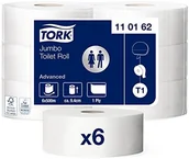 Akcesoria do wc - Tork 110162 papier toaletowy Jumbo we Advanced wysokiej jakości zapewnia system Tork T1 Jumbo uchwyt na papier toaletowy/uchwyt na papier toaletowy 1-warstwowe w kolorze białym/z tłoczeniem na wzór sk 110162 - miniaturka - grafika 1