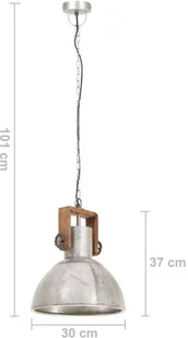 VidaXL Industrialna lampa wisząca, 25 W, srebrna, okrągła, 30 cm, E27 320530 - Lampy sufitowe - miniaturka - grafika 11