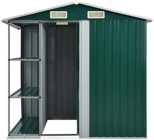 vidaXL Szopa ogrodowa z regałem, zielona, 205x130x183 cm, żelazna - Altany ogrodowe - miniaturka - grafika 4