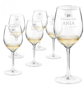 Murrano Kieliszki szklane do wina zestaw x6 grawer na święta 6xSKIV-036 - Kieliszki - miniaturka - grafika 2
