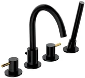 Baterie wannowe i prysznicowe - Omnires Bateria wannowa czarna Simplon 4-otworowa - miniaturka - grafika 1