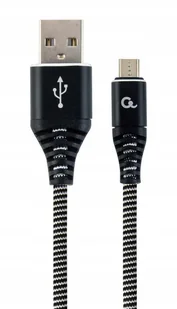 Gembird Kabel USB 2.0 (AM/microUSB M) 1m oplot tekstylny czarno-biały CC-USB2B-AMmBM-1M-BW - Kable komputerowe i do monitorów - miniaturka - grafika 3
