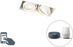 QAZQA Oprawa do wbudowania biała bez ramki 2-źródła światła GU10 WiFi - Oneon - Oprawy, klosze i abażury QAZQA Oprawa do wbudowania biała bez ramki 2-źródła światła GU10 WiFi - Oneon - Oprawy, klosze i abażury - miniaturka - grafika 1