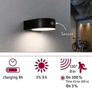 Paulmann Eileen solarny kinkiet zewnętrzny czujnik - Lampy ogrodowe - miniaturka - grafika 4