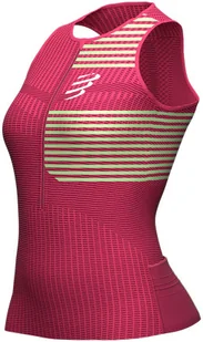 Compressport Triathlonowa koszulka kompresyjna damska TRI POSTURAL TANK TOP różowo-zielona - Bielizna sportowa damska - miniaturka - grafika 7