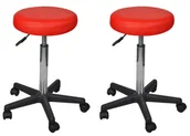 Taborety i hokery - Komplet dwóch czerwonych taboretów na kółkach W2-H90 - miniaturka - grafika 1
