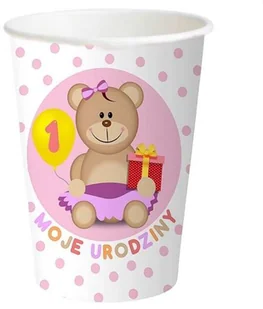 GoDan Kubeczki papierowe "Moje 1 Urodziny", różowe, 6 szt - Baby shower i roczek - miniaturka - grafika 4