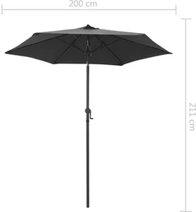 vidaXL Parasol, antracytowy, 200x211 cm, aluminium vidaXL - Parasole ogrodowe - miniaturka - grafika 8