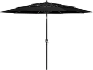 Parasole ogrodowe - vidaXL 3-poziomowy parasol na aluminiowym słupku, czarny, 3 m 313874 - miniaturka - grafika 1