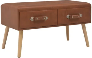 vidaXL Ławka z szufladami, 80 cm, brązowa, sztuczna skóra vidaXL - Ławki do przedpokoju - miniaturka - grafika 2