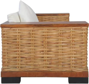 vidaXL 2-cz. zestaw wypoczynkowy, poduszki, brązowy, naturalny rattan 3+2 - Komplety wypoczynkowe - miniaturka - grafika 6