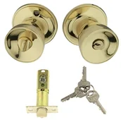 Zamki i wkładki - Gałki + zamek oszczędnościowy z blokadą Meiko mosiądz - miniaturka - grafika 1