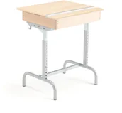 Meble do szkół i przedszkoli - AJ Produkty Biurko szkolne 188,srebrne, brzoza laminat - miniaturka - grafika 1