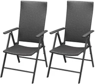 Fotele i krzesła ogrodowe - vidaXL Krzesła ogrodowe, 2 sztuki, polirattan, aluminium, czarne - miniaturka - grafika 1